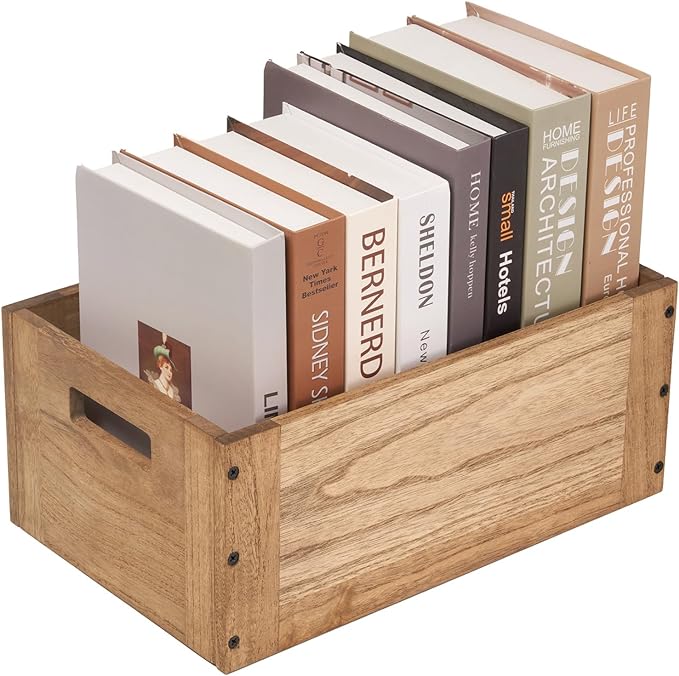 KIRIGEN Stackable Wood Storage Cube /Basket/ Bins Organizer for Home Books Clothes Toy - Modular Open Cubby Storage System - Office Bookcase Closet Shelves C15-DBR - LeafyLoom