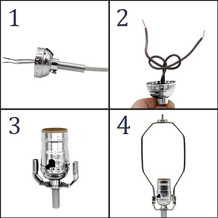 Floor Lamp Making Kit - Repair or Rewire Lamps with All Premium Essential Parts, 10 Inch Harp and Extra Long 12 Foot Cord Included (Antique) - LeafyLoom