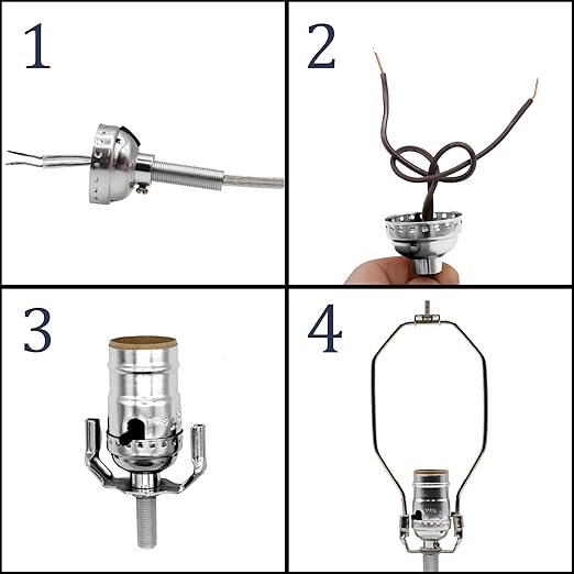 Floor Lamp Making Kit - Repair or Rewire Lamps with All Premium Essential Parts, 10 Inch Harp and Extra Long 12 Foot Cord Included (Black) - LeafyLoom
