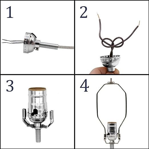 Floor Lamp Making Kit - Repair or Rewire Lamps with All Premium Essential Parts, 10 Inch Harp and Extra Long 12 Foot Cord Included (Gold) - LeafyLoom