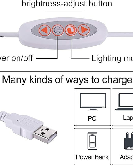 LED Desk Lamp Dimmable Eye-Caring Table Lamp Reading Light Office Light Adjustable 3 Color Modes,14 Brightness Levels, Gooseneck Flexible Clip-on Light for Studying, 5W-White - LeafyLoom
