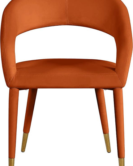 Meridian Furniture Destiny Collection Modern | Contemporary Velvet Upholstered Rounded Back Dining Chair, 23" W x 23" D x 31.5" H, Cognac - LeafyLoom
