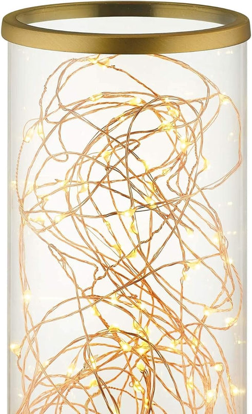 Modway Adore Cylindrical Shaped Clear Glass and Brass Bedside Lamp, Desk Lamp or Table Lamp - LeafyLoom