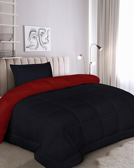 Utopia Bedding Twin Comforter Set Kids with 1 Pillow Sham, Bedding Comforter Sets, Down Alternative Reversible Black/Red Comforter, Soft and Comfortable, Machine Washable - LeafyLoom