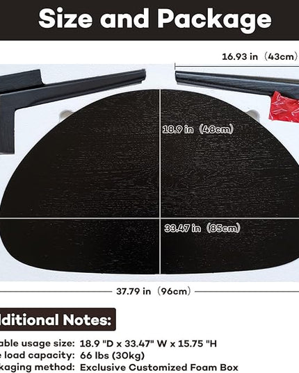 FIRMINANA Small Black Oval Coffee Table for Small Space , Simple Modern Center Table with OAK Wood Legs-Black-18.9" D x 33.47" W x 15.75" H - LeafyLoom