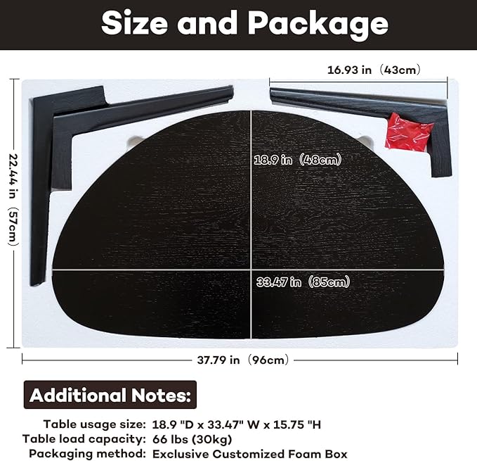 FIRMINANA Small Black Oval Coffee Table for Small Space , Simple Modern Center Table with OAK Wood Legs-Black-18.9" D x 33.47" W x 15.75" H - LeafyLoom