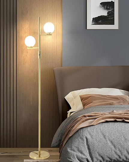 Dimmable Floor Lamp,Modern Floor Lamp,Gold Floor Lamp,Mid-Century Floor Lamps,Frosted Glass Stand Up Lamp for Living Room, Bedroom,Office,Contemporary LED Tall Pole Lamp Indoor - LeafyLoom