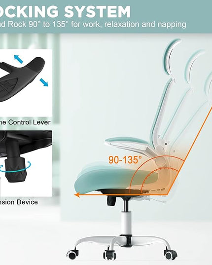 Mimoglad Office Chair, High Back Ergonomic Desk Chair with Adjustable Lumbar Support and Headrest, Swivel Task Chair with flip-up Armrests for Guitar Playing, 5 Years Warranty - LeafyLoom
