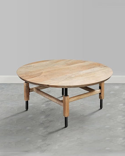 NicBex Coffee Table Wooden Coffee Table with Storage Round Center Tables with Metal Legs Dining Table for Living Room, Dining Room, Office, and Bedroom,34" W, Black+Brown - LeafyLoom