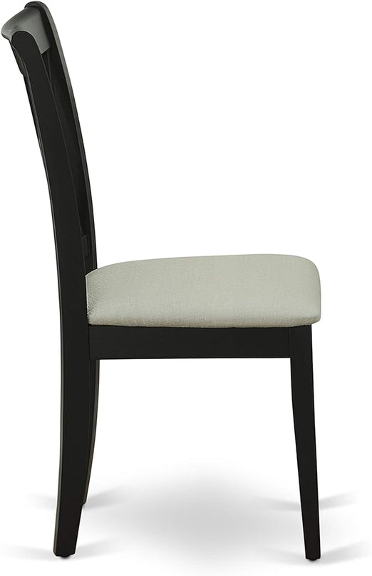 East West Furniture NOCL5-BLK-C 5 Piece Dining Table Set for 4 Includes a Rectangle Kitchen Table with Butterfly Leaf and 4 Linen Fabric Kitchen Dining Chairs, 32x54 Inch, Black - LeafyLoom