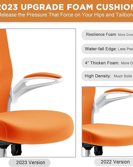 Mimoglad Office Chair, High Back Ergonomic Desk Chair with Adjustable Lumbar Support and Headrest, Swivel Task Chair with flip-up Armrests for Guitar Playing, 5 Years Warranty - LeafyLoom
