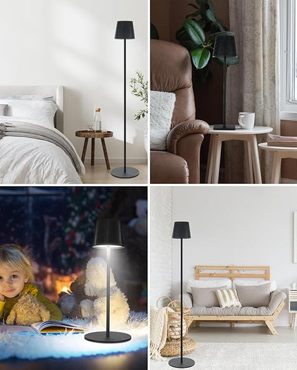 Neoglint Cordless Floor Lamp for Outdoor/Indoor, Touch Control Adjustable Height LED Lamp, Dimmable Rechargeable Battery Operated Lamp for Bedroom, Living Room, Patio (Round) - LeafyLoom