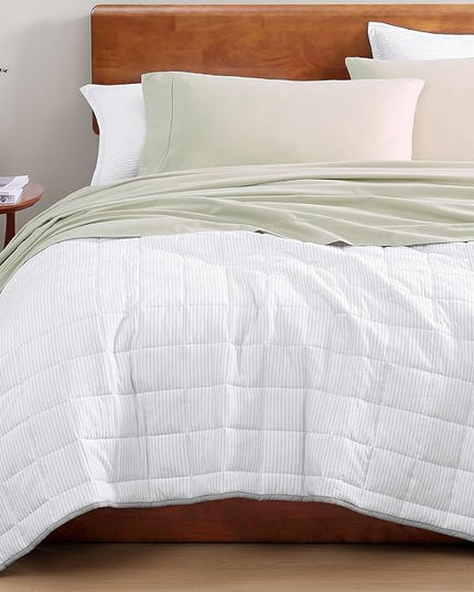 LANE LINEN 100% Organic Cotton Twin Sheets, 3Pc Twin Size Sheets, Breathable Twin Size Sheets for Boys, Luxury Hotel Sheets, 15" Deep Twin Size Fitted Sheet, Percale Weave - Mineral - LeafyLoom
