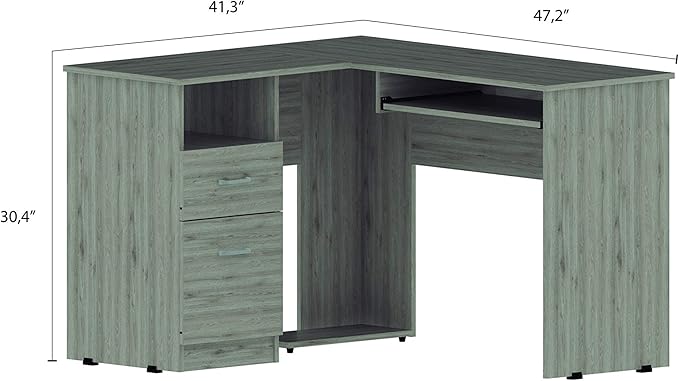 NicBex Kimberly-DW-00011-LWJ Home Office Desks, 47.2"x41.3"x47.2", Light Gray - LeafyLoom