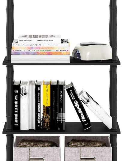 Furinno Turn-N-Tube 4-Tier Multipurpose Shelf Display Rack, Classic Tubes, Americano/Black - LeafyLoom