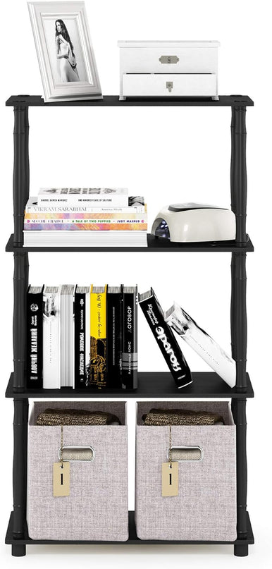 Furinno Turn-N-Tube 4-Tier Multipurpose Shelf Display Rack, Classic Tubes, Americano/Black - LeafyLoom