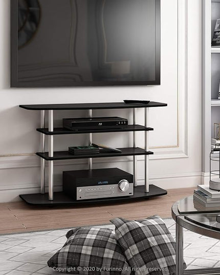 Furinno Frans Turn-N-Tube TV Stand for TV Size up to 43 Inch, 4-Tier, Black Oak - LeafyLoom