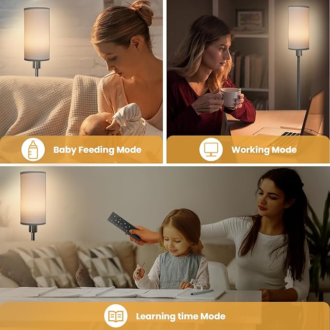 Floor Lamp for Living Room with 3 Color Temperature LED Bulb, Modern Standing Lamp with Remote Control, 68" Tall Pole Floor Lamp for Office, Bedroom, Reading (Bulb Included) - LeafyLoom