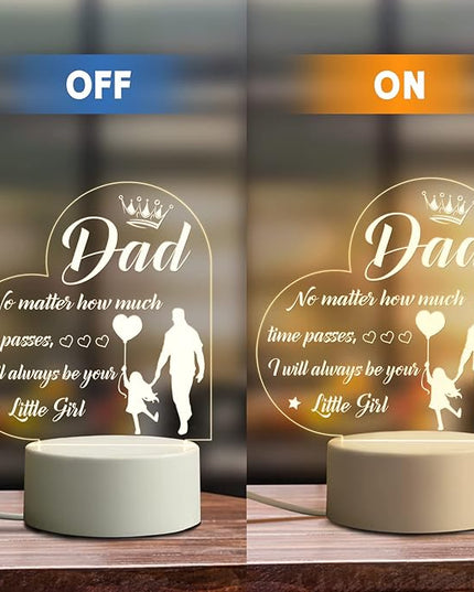 BeneCharm Fathers Day Night Light Gifts for Dad from Daughter and Son, Gifts for Dads Who Have Everything, Dad Birthday Gifts, Best Dad Ever Gifts- Engraved Night Light with Base - LeafyLoom