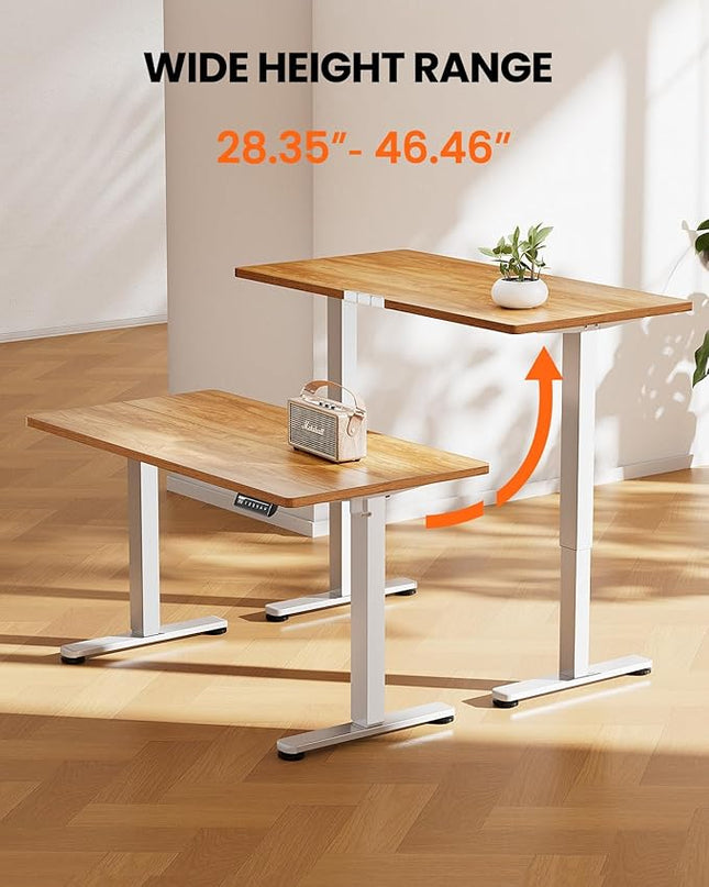 ErGear Height Adjustable Electric Standing Desk, 48 x 24 Inches Sit Stand up Desk, Memory Computer Home Office Desk (Light Vintage Brown) - LeafyLoom