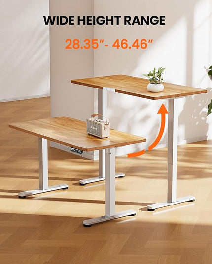 ErGear Height Adjustable Electric Standing Desk, 44 x 24 Inches Small Sit Stand up Desk, Memory Computer Home Office Desk (Light Vintage Brown) - LeafyLoom