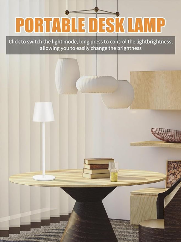 BGFHome Cordless Table Lamp LED Desk Lamp,5000mAh Rechargeable Touch Night Light Lamp,Wireless Minimalist Design for Restaurant/Bedroom/Bars/Outdoor Party/Camping/Coffee Shop(White) - LeafyLoom