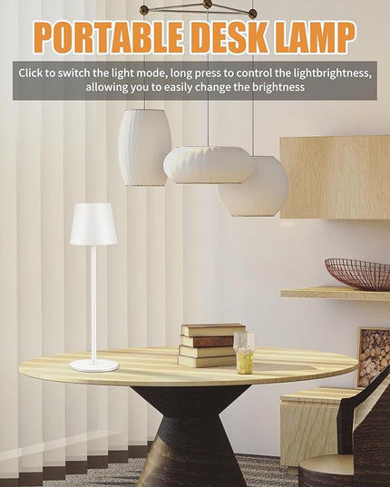 BGFHome 2Pack Cordless Table Lamp LED Desk Lamp,5000mAh Rechargeable Touch Night Light Wireless Minimalist Design for Couple Dinner/Restaurant/Bedroom/Bars/Outdoor Party/Camping/Coffee Shop（White - LeafyLoom