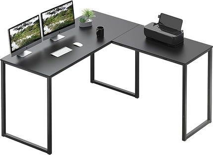 SHW 48-Inch Mission L-Shaped Home Computer Desk, Black - LeafyLoom
