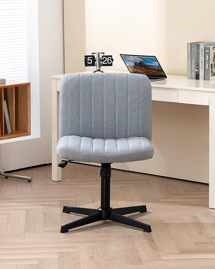 Panana Office Chair Fabric Padded Seat Armless Desk Chair Swivel Computer Task Chair Mid-Back No Wheels Accent Chair (Grey) - LeafyLoom