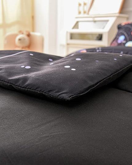Solar System Comforter Set Twin Outer Space Room Decor Bedding Set 3 Pieces 1 Planets Theme Comforter and 2 Pillow Shams for Boys Kids Ultra-Soft Microfiber All Seasons for Bedroom Sofa - LeafyLoom
