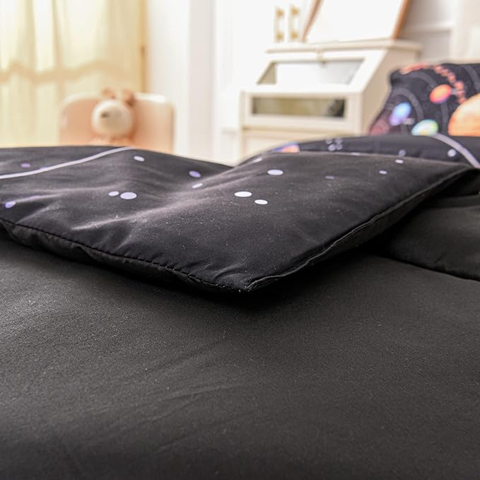 Solar System Comforter Set Twin Outer Space Room Decor Bedding Set 3 Pieces 1 Planets Theme Comforter and 2 Pillow Shams for Boys Kids Ultra-Soft Microfiber All Seasons for Bedroom Sofa - LeafyLoom