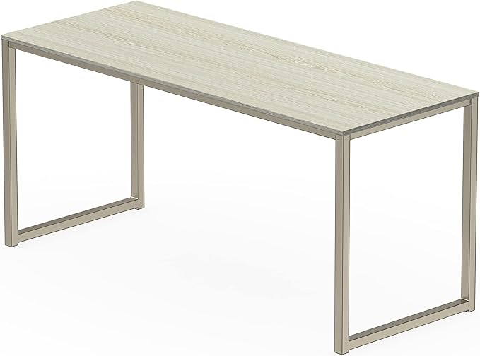SHW Home Office 55-Inch Computer Desk, 24" Deep, Maple - LeafyLoom