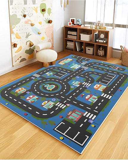 Analog ABC Kids Rug Playroom Car Rug Play Mat City Life Road Rug for Cars Fun City Map for Carpet for Bedroom Boys (47 * 70 inches, Hope City) - LeafyLoom