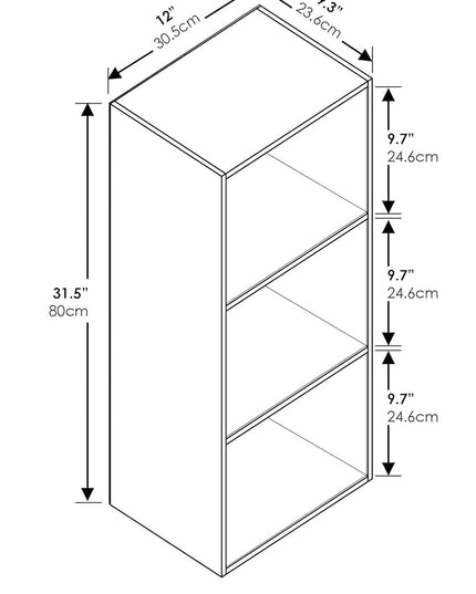 Furinno Luder Bookcase / Book / Storage , 3-Tier, Frenck Oak - LeafyLoom