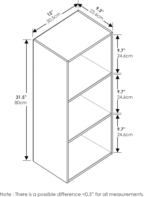 Furinno Luder Bookcase / Book / Storage , 3-Tier, Frenck Oak - LeafyLoom