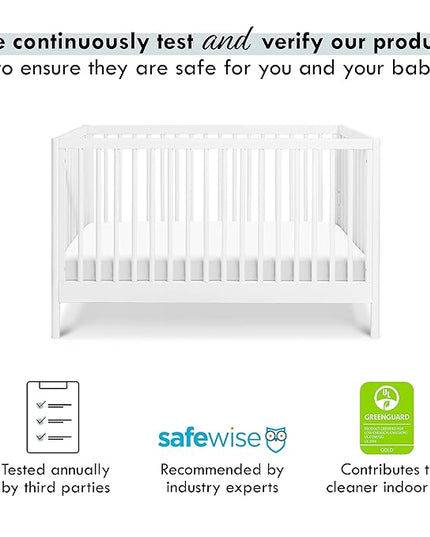 DaVinci Birdie 3-in-1 Convertible Crib, White, Easy Assemble, Greenguard Gold Certified - LeafyLoom
