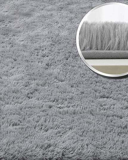 YOBATH Fluffy Shaggy Area Rugs 6x9 for Living Room Bedroom, Soft Fuzzy Shag Rugs Plush Carpet, Furry Bedside Rug for Kids Baby Girl Room Nursery Décor, Grey - LeafyLoom