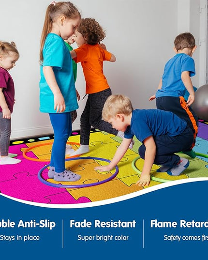 Booooom Jackson Large Classroom Rug Colorful Puzzle Classroom Carpet 7'5"x13'Area Rug with Non-Slip Backing School Classroom Seating Carpet Elementary(shense-4023) - LeafyLoom