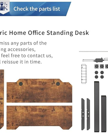Adjustable Height L-Shaped Electric 59 Inch Sit-Stand Computer Desk with 3 Splice Boards, Lockable Casters-Ideal for Home Office, 59Inch, Rustic Brown - LeafyLoom