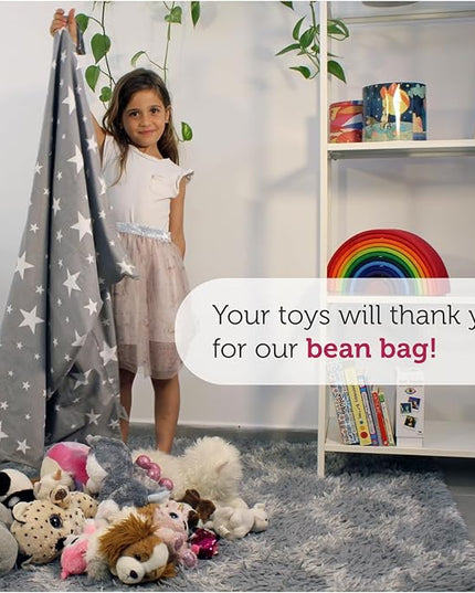 stuffed animal storage, bean bag chairs for kids, 100% Cotton Washable plush animal storage. room organization for stuff animal, Linens, Quilts & Pillows | Triangular | Twinkle Twinkle - LeafyLoom