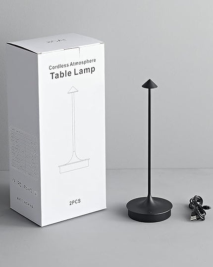 Cordless Table Lamps Rechargeable, LED Desk Lamp 4000mAh Battery Operated Outdoor Waterproof Portable Touch Dimmable Table Light for Patio/Restaurant/Bar/Indoor (Black-2PC) - LeafyLoom