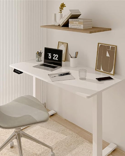 Whole Piece Standing Desk, 48 x 24 in, Electric, 176 lbs Capacity, Adjustable Height Desk for Home & Office, White - LeafyLoom