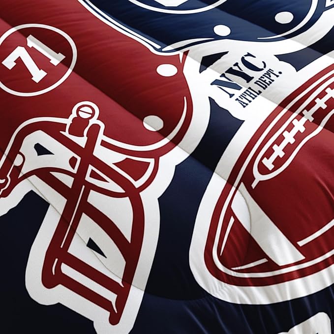 Datura home American Football Comforter Set Vintage Navy American Football Printed Quilt Bedding Set with 1 Comforter and 2 Pillowcases for Boys and Girls Bedroom All Season(Football Navy Twin) - LeafyLoom