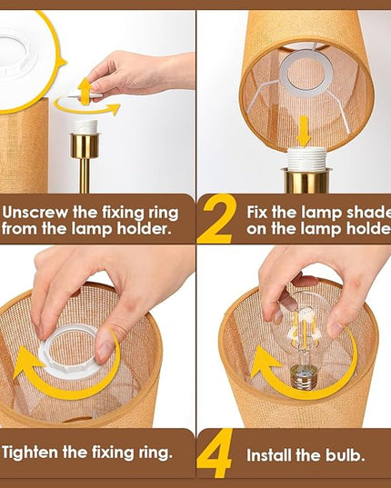 Yarra-Decor Bedside Lamp with USB Port - Touch Control Table Lamp for Bedroom Wood 3 Way Dimmable Nightstand Lamp with Round Flaxen Fabric Shade for Home Office (LED Bulb Included) (Y - NET) - LeafyLoom