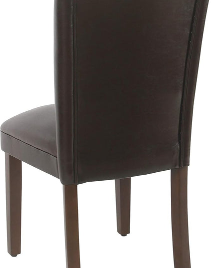 HomePop Classic Parsons Dining Chairs, Brown Faux Leather (Set of 2) - LeafyLoom