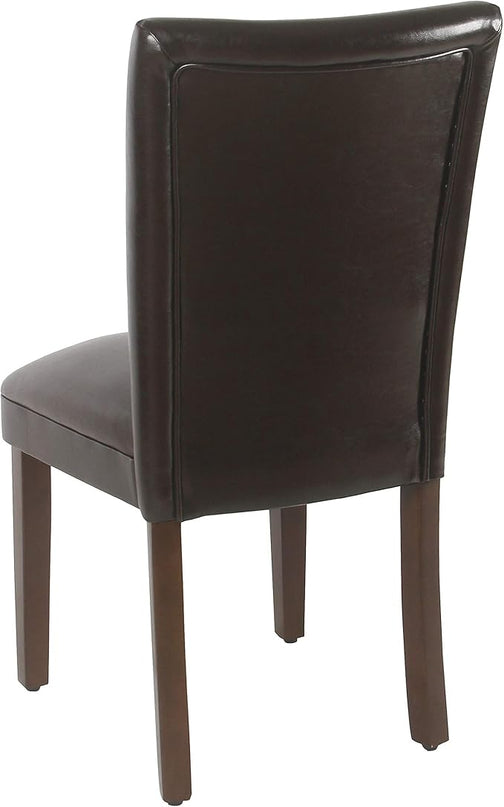 HomePop Classic Parsons Dining Chairs, Brown Faux Leather (Set of 2) - LeafyLoom