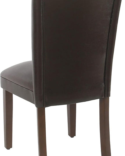 HomePop Dining Chair, Brown Faux Leather - LeafyLoom