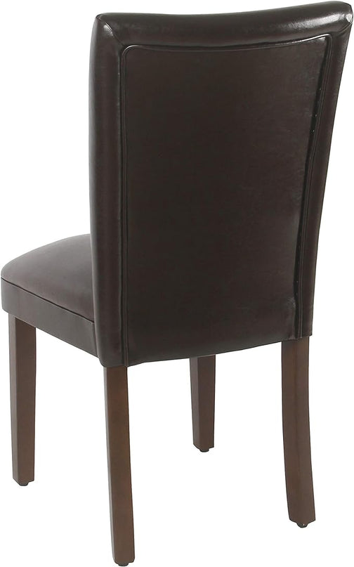 HomePop Dining Chair, Brown Faux Leather - LeafyLoom