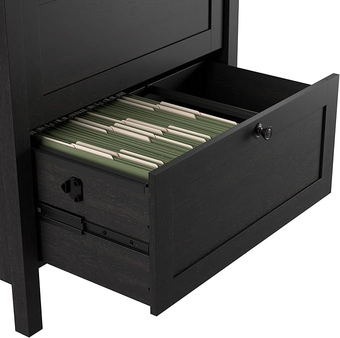 Bush Furniture Mayfield 2 Drawer Lateral File Cabinet in Vintage Black and Reclaimed Pine | Storage for Home Office Workspace - LeafyLoom