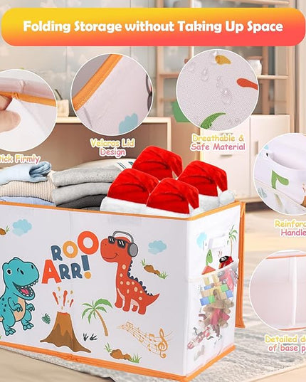 Large Toy Box Chest, Collapsible Sturdy Toy Storage Organizer for Kids, Boys, Girls, 25"x13"x16" Toy Chest Storage Bins with Lids Toy Bins Baskets Boxes for Living Room, Playroom, Nursery, White - LeafyLoom